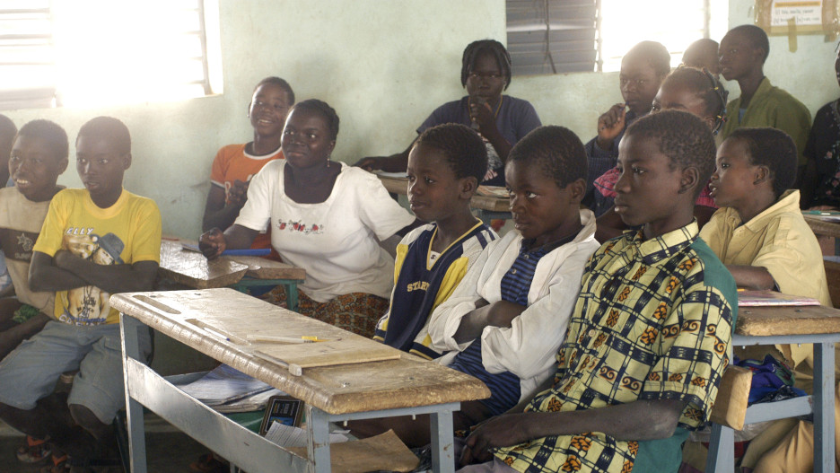 Young people attend an educational event in Burkina Faso