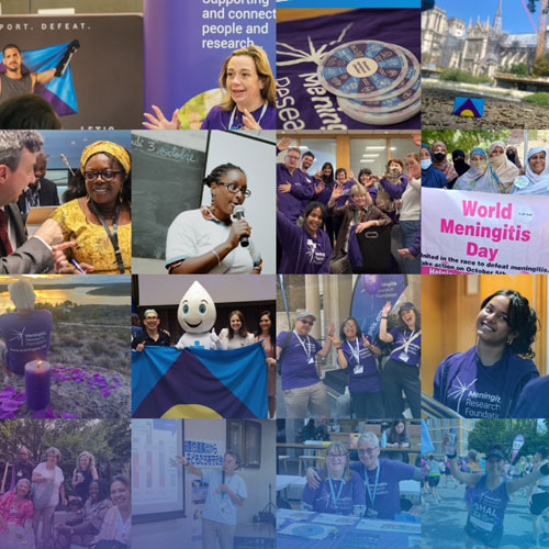 A collage of photos from Meningitis Research Foundation and the Confederation of Meningitis Organisations.
