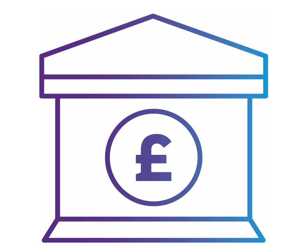 Icon of bank building and a money symbol