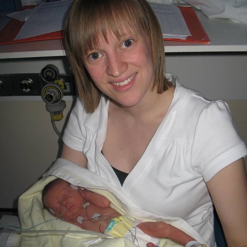 Caroline Grove holding baby Cayden