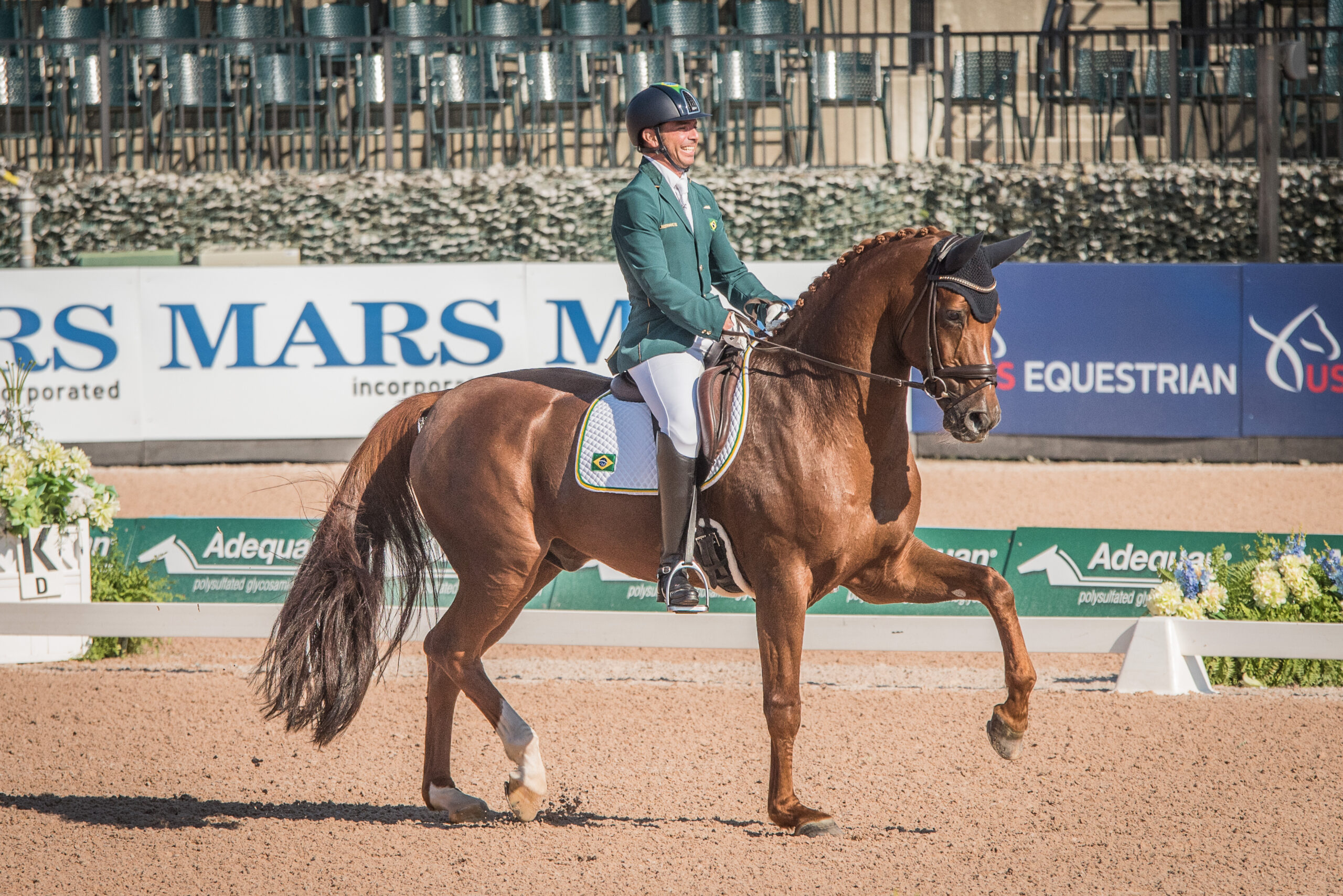 Dressage rider competing with their horse