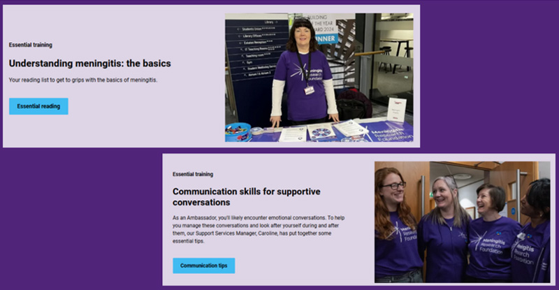 Screenshot of example new training resources for Ambassadors