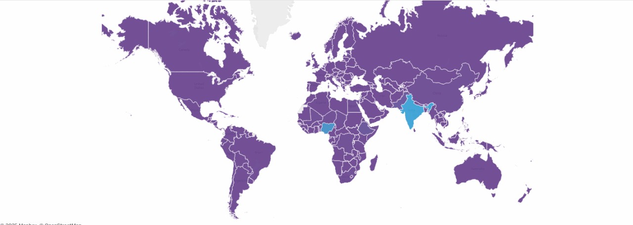 Purple world map