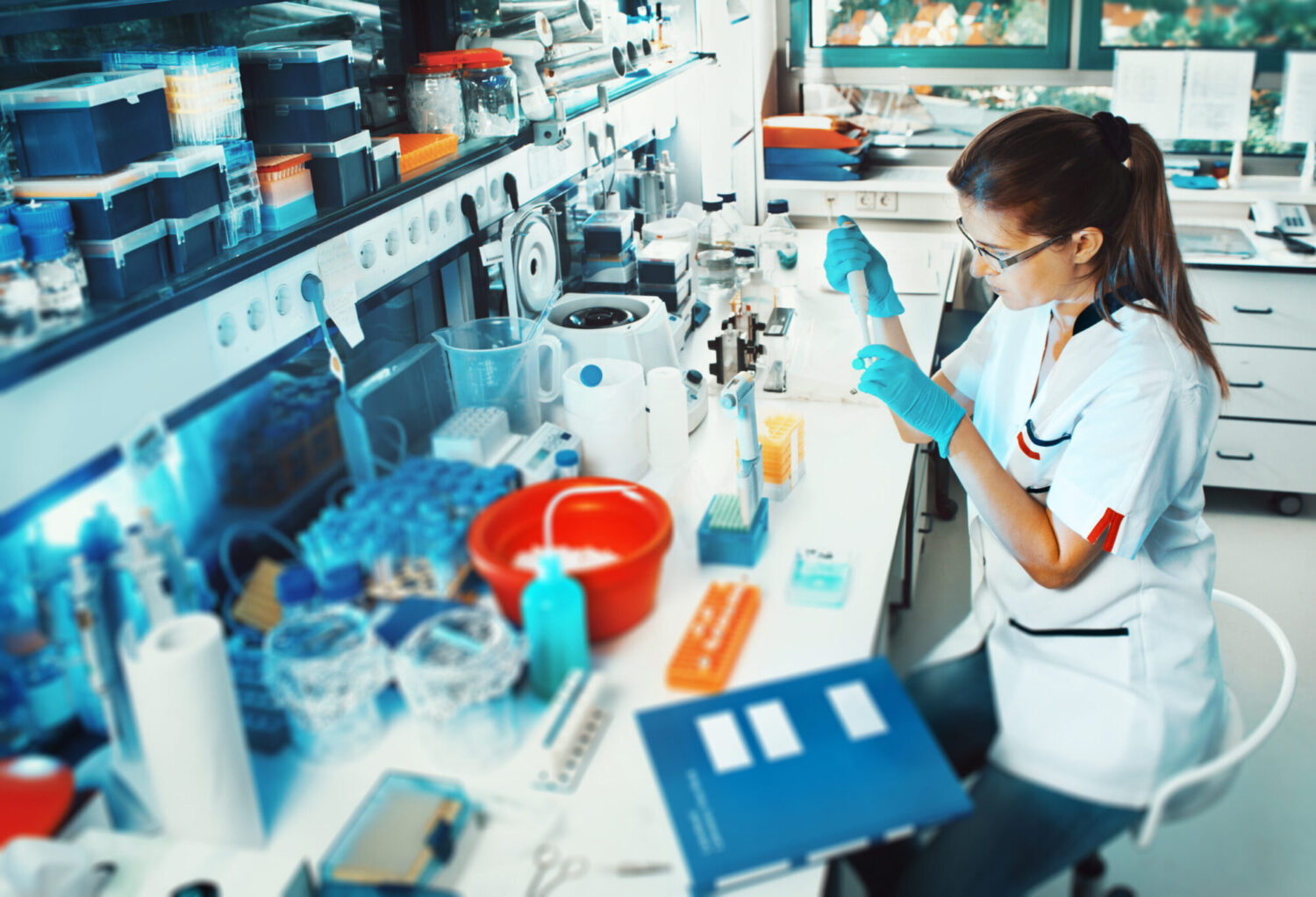 Researcher working in a laboratory.