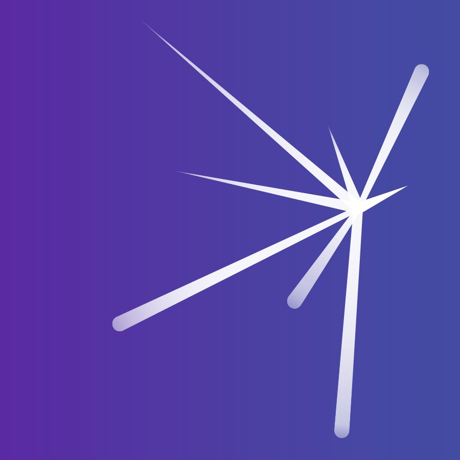 A white spark against a purple background.